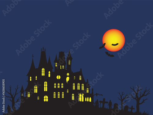 halloween background with haunted house