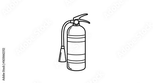 Object fire extinguisher safety equipment for fire protection and emergency situations outline vector drawing icon vector