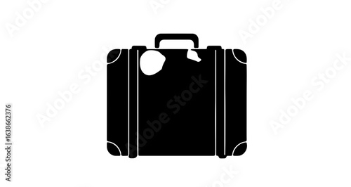 Object black suitcase travel baggage for vacation trip journey and business trip luggage and travel equipment vector vector