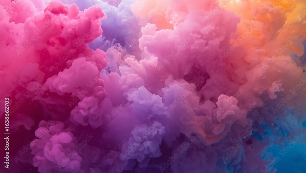Fototapeta premium Colorful cloudscape with pink purple orange and blue hues creating an ethereal and dreamy atmosphere