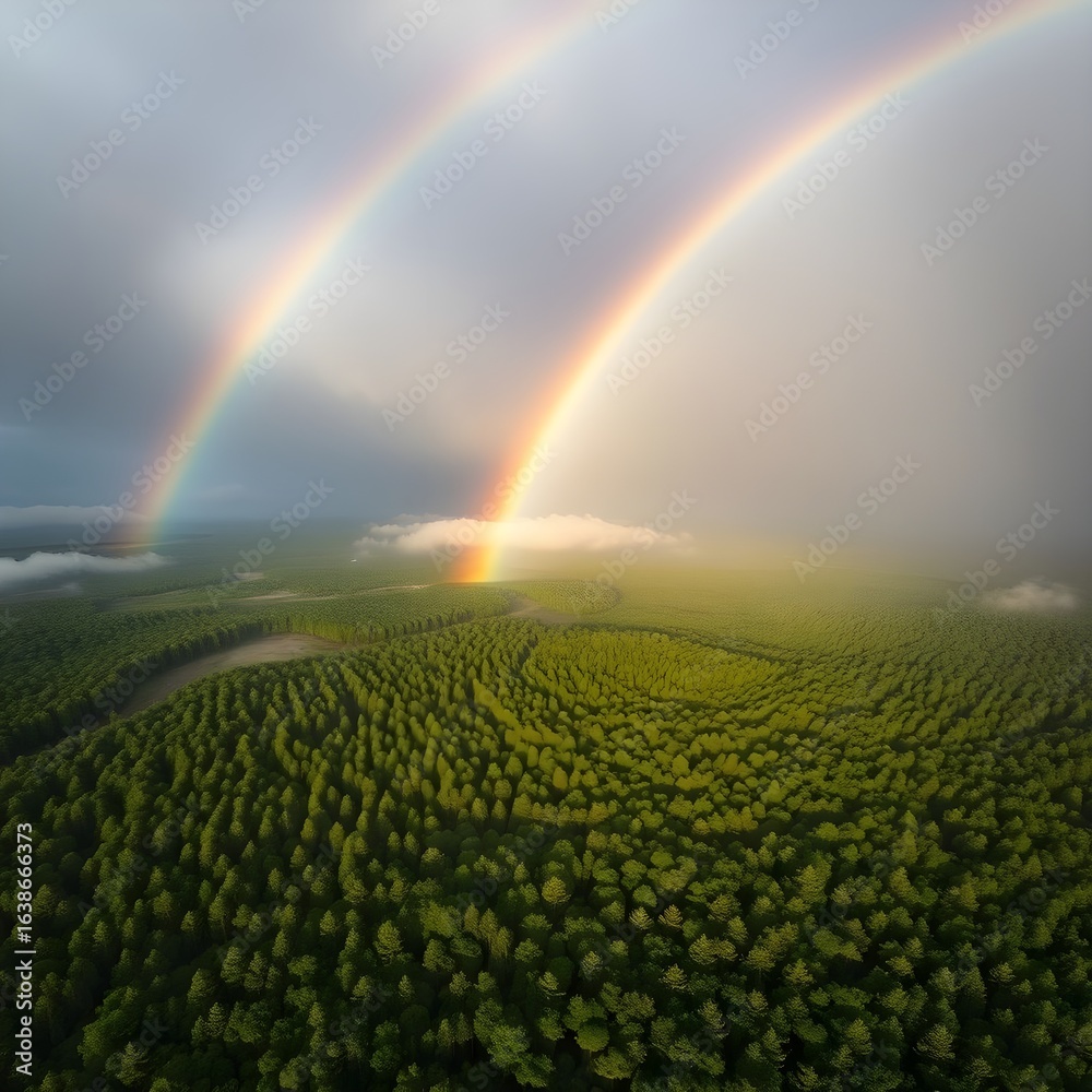 Fototapeta premium rainbow over green field