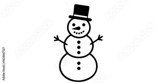 Object snowman vector winter holiday season christmas clip art outline illustration simple drawing for kids design vector