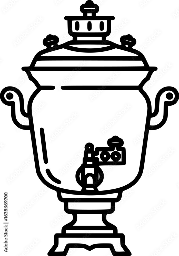 Obraz premium Samovar outline icon vector 