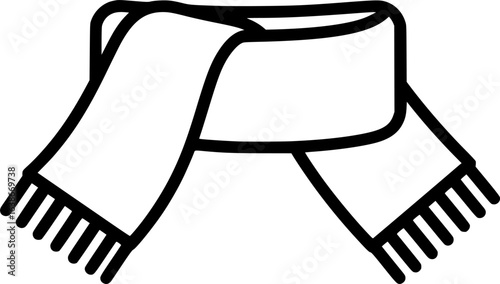 Winter scarf with fringed ends outline icon vector
