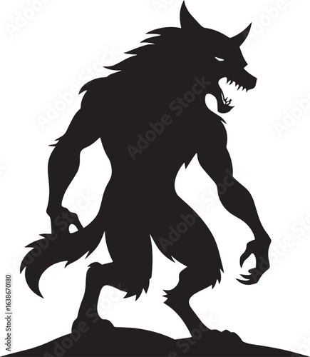  Werewolf silhouette vector  icon illustration-simple silhouette illustration of werewolf, perfect for werewolf logos and icons