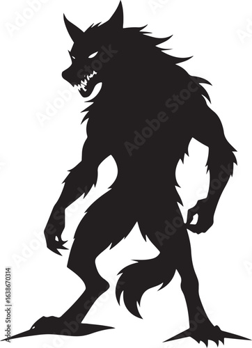  Werewolf silhouette vector  icon illustration-simple silhouette illustration of werewolf, perfect for werewolf logos and icons