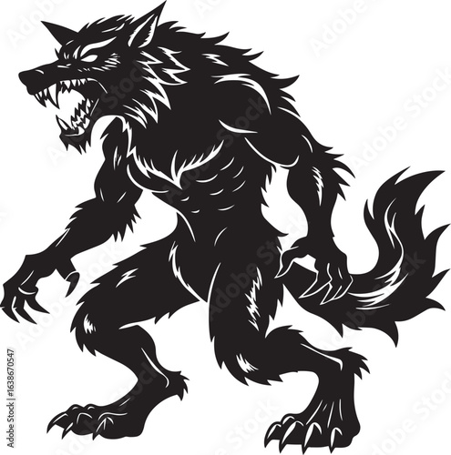  Werewolf silhouette vector  icon illustration-simple silhouette illustration of werewolf, perfect for werewolf logos and icons