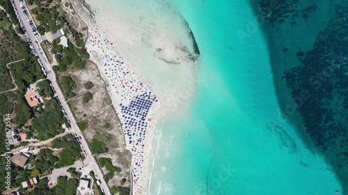 La Pelosa sardinia beach Spiaggia Aerial view island Italy  white sandy beach europe Caribbean Stintino drone 4k 