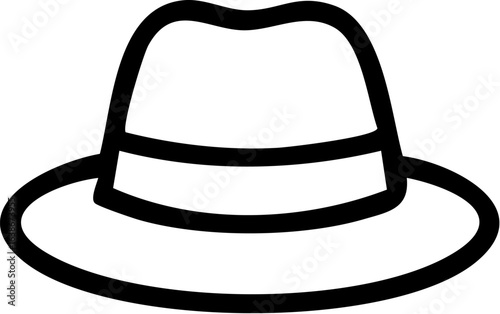 Classic Fedora Hat Line Art.