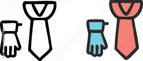 Formal Tie and Protective Glove Vector Icons.