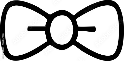 Simple Black Bow Tie Icon Graphic.