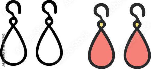 Teardrop Dangle Earrings Icon Set.