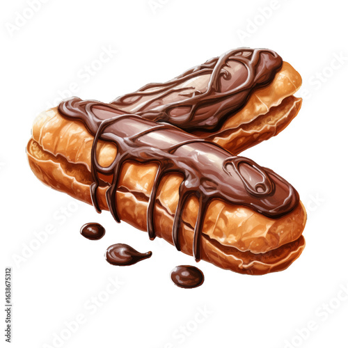 chocolate eclair isolated on white