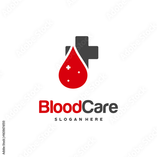 Blood Care logo designs Concept vector, Blood and Plus logo Healthcare symbol icon vector