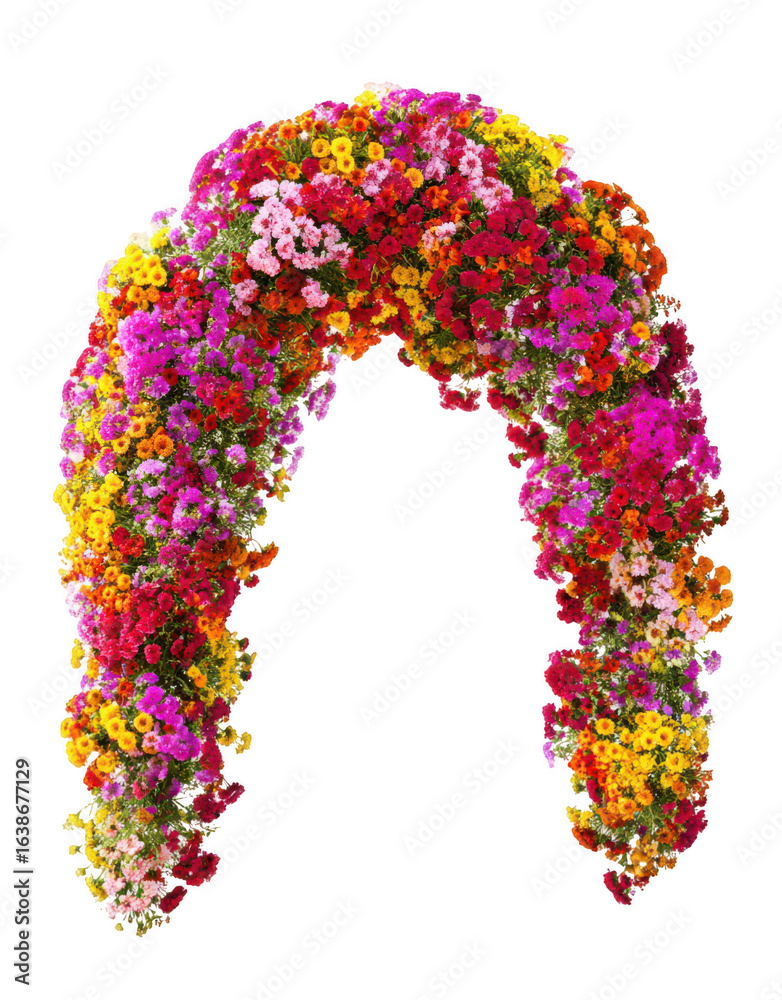 Colorful flower arch isolated on a white background, png, transparent Colorful flower arch isolated on a white background, png, transparent
