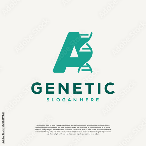 DNA Helix Letter F Logo designs, Genetics Vector Design, Chromosome initial Logo Template