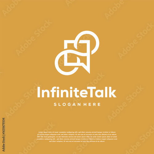 Infinity Talk Discuss logo designs concept vector, Forum and Loop Symbol icon template