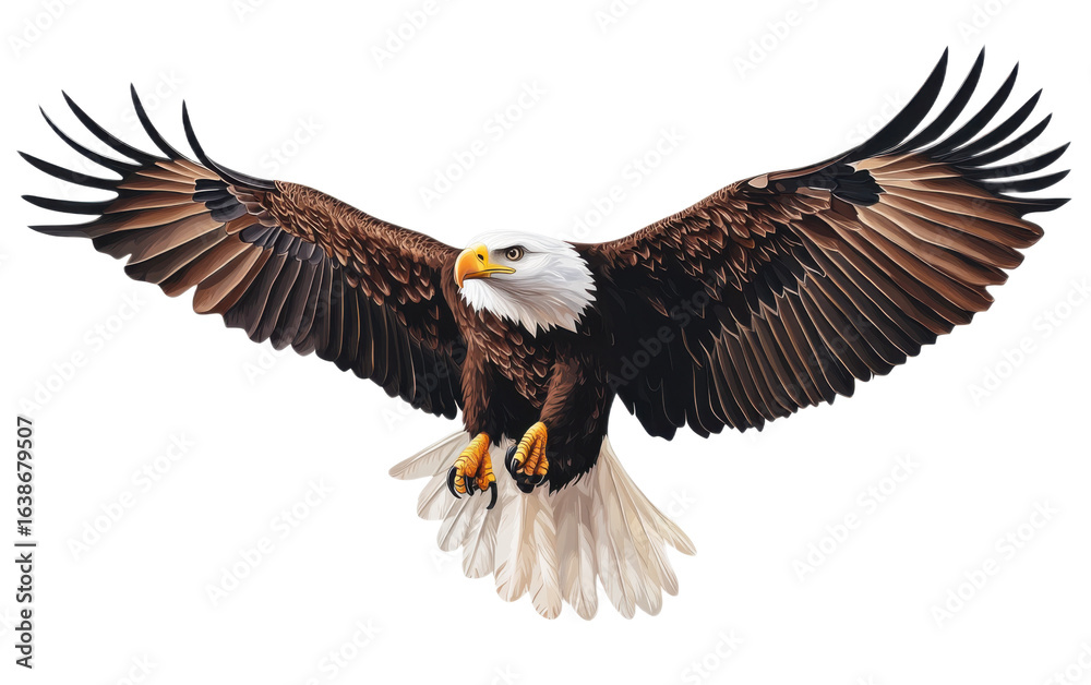 Fototapeta premium A flying eagle on white background,png