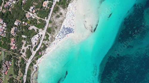 La Pelosa sardinia beach Spiaggia Aerial view island Italy  white sandy beach europe Caribbean Stintino drone 4k 