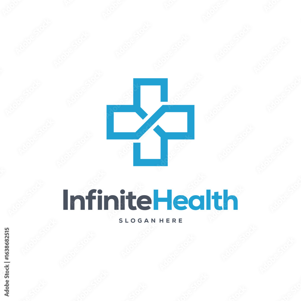 Obraz premium Infinity Health logo designs concept vector, Infinity and Plus Logo designs symbol vector concept