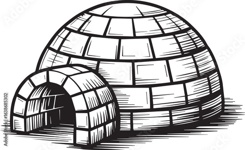 cold climate dwelling – inuit igloo vector isolated design for educational, travel, and cultural stock use