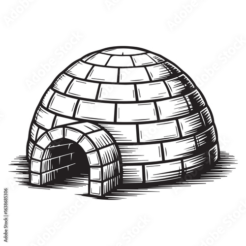 snow hut graphic – inuit igloo icon symbolizing arctic survival and indigenous housing architecture