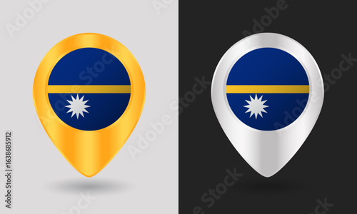 Free Download Gold and Silver Nauru Flag Map Pin Icon - GFXLoad