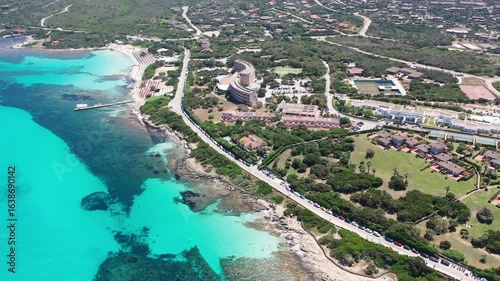La Pelosa sardinia beach Spiaggia Aerial view island Italy  white sandy beach europe Caribbean Stintino drone 4k 