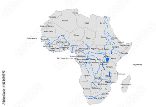 Physical Vector Map of Africa with Major Rivers & Borders | Topographic Asset for Education & Environmental Reports