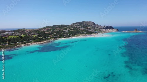 La Pelosa sardinia beach Spiaggia Aerial view island Italy  white sandy beach europe Caribbean Stintino drone 4k 