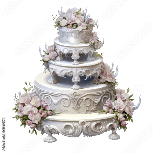 wedding cake with flowers