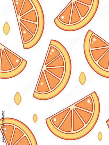 Orange slices pattern with seeds on white background citrus fruit pattern