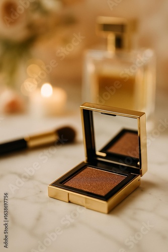 Open Square Eyeshadow Palette on Marble Surface