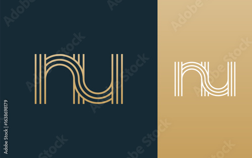 Modern elegant nu letter logo design vector illustration