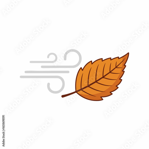 Autumn leaf swept by wind, capturing seasonal change and natural movement in a simple, clean design.