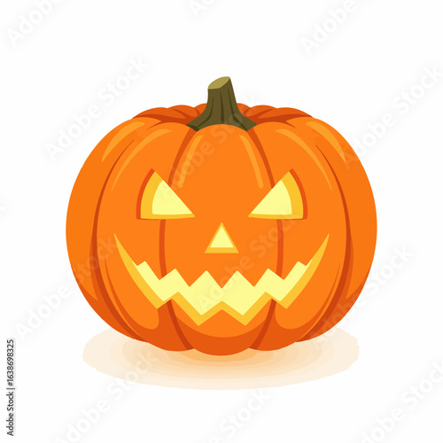 Spooky Halloween jack-o-lantern glowing with carved scary face for festive autumn celebrations