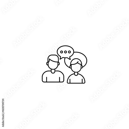 Two people talking with speech bubbles isolated on white background