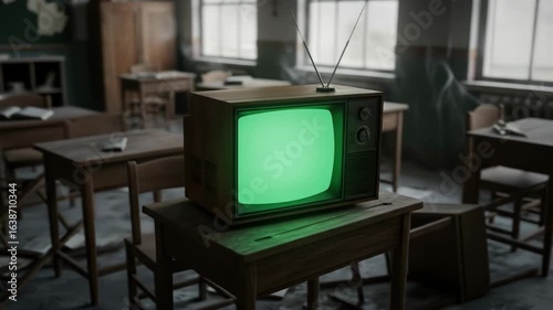 old tv set green screen