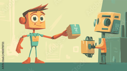 vector robot delivery box