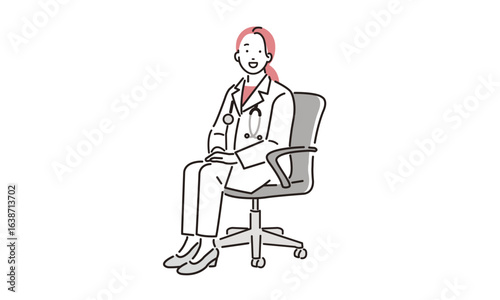 椅子に座る女性医師