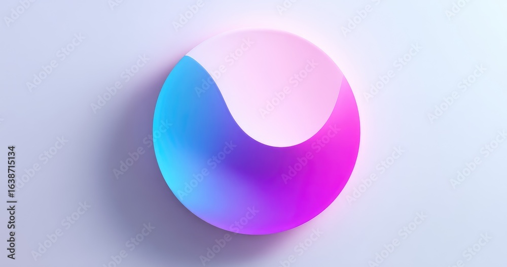 Obraz premium Circular, abstract form with vibrant, gradient colors. A smooth, rounded shape, divided by a flowing curve, creates a visual interplay of pastels and brighter hues