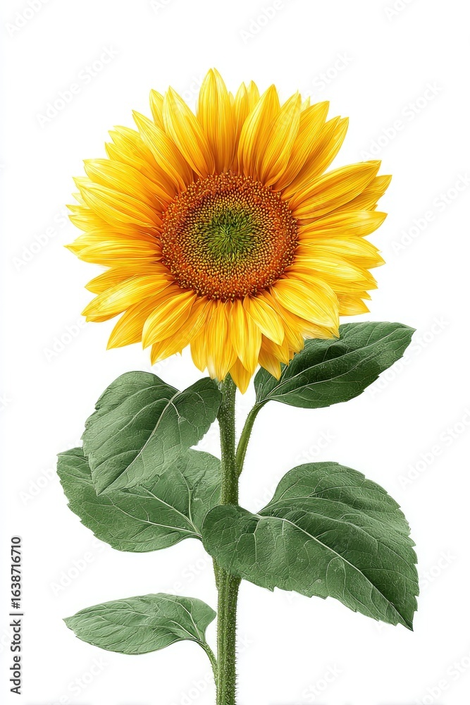 Fototapeta premium Vibrant sunflower on white background