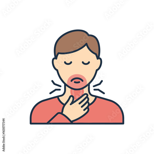Sore throat and illness vector icon.