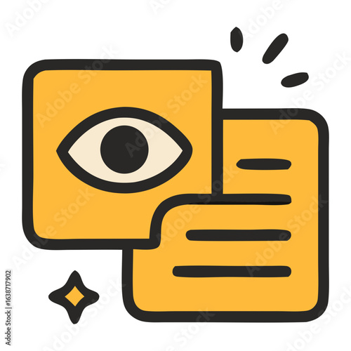 Stylish eye symbol with abstract shapes and playful elements