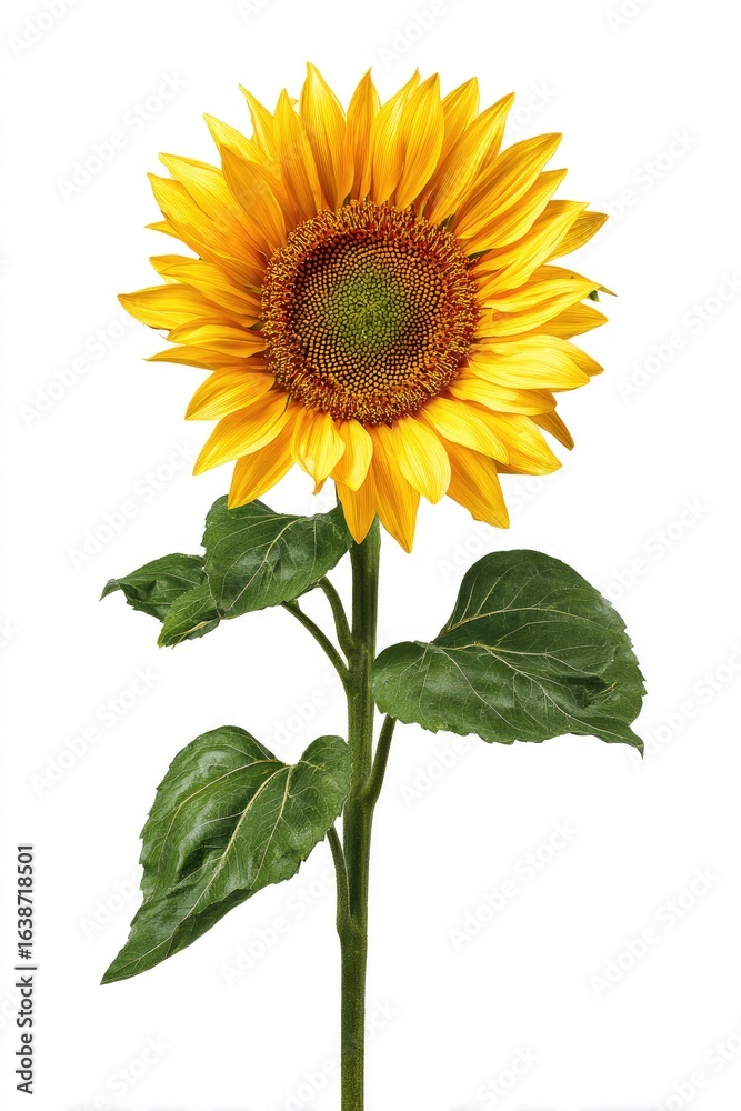 Obraz premium Vibrant sunflower against white backdrop