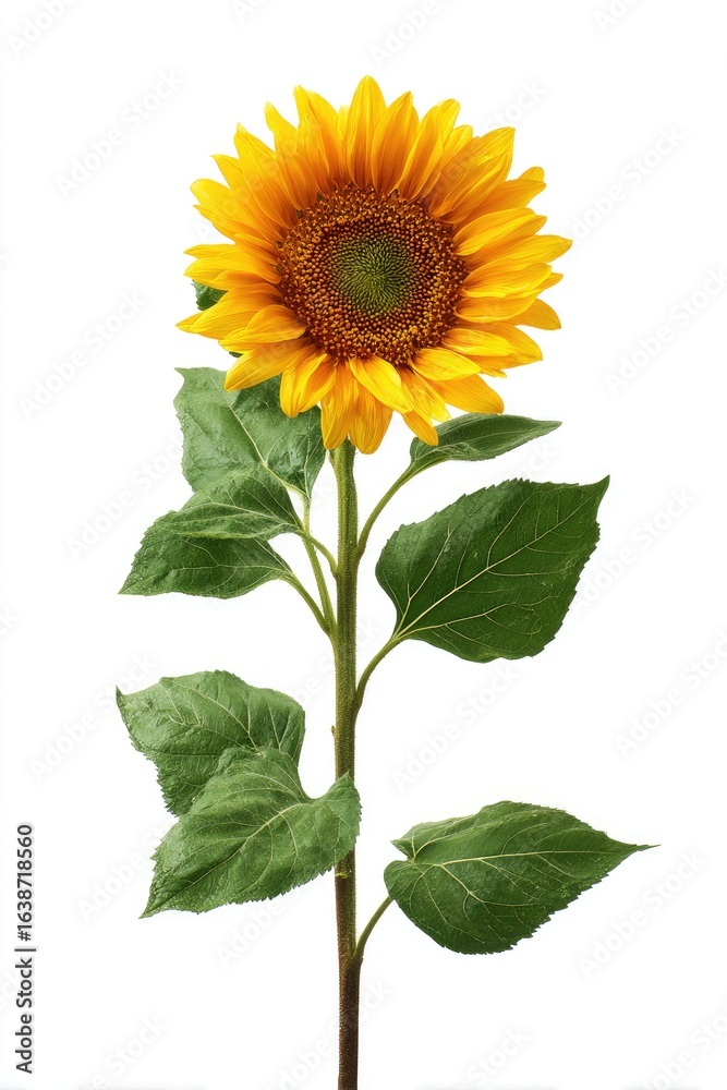Obraz premium Single sunflower against white