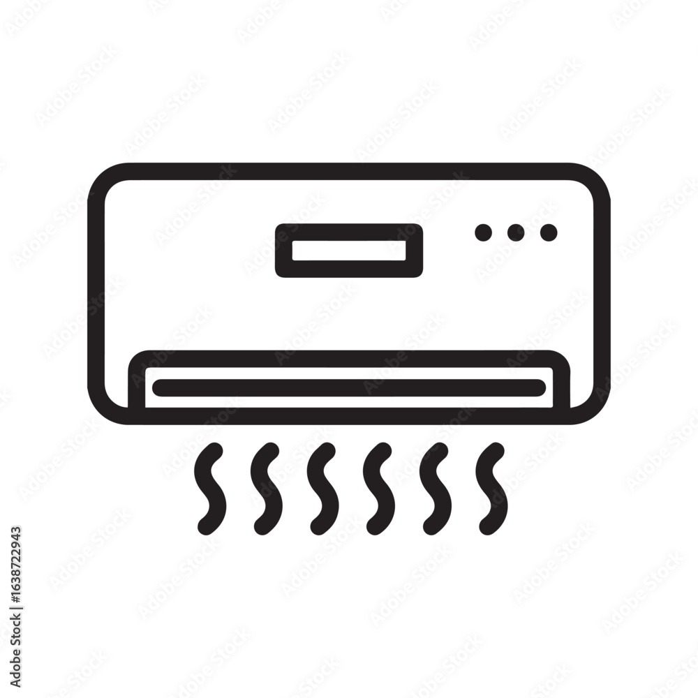 Air conditioner line icon. Simple AC unit symbol for cooling and climate control. Outline vector illustration of HVAC system.
Air conditioner line icon. Simple AC unit symbol for cooling and climate control. Outline vector illustration of HVAC system.