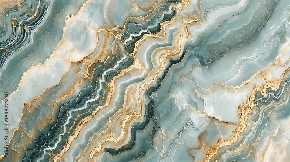 Fototapeta premium Blue and Gold Marble Texture with Swirling Veins background