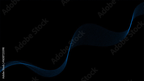 Blue dotted wave line pattern. Light halftone undulate net background. Abstract air flowing particle wallpaper. network technology background. Modern digital datum science concept. vector illustration