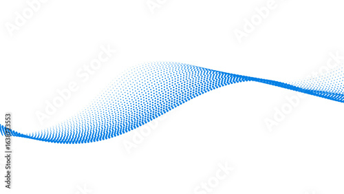 Blue dotted wave line pattern. Light halftone undulate net background. Abstract air flowing particle wallpaper. network technology background. Modern digital datum science concept. vector illustration